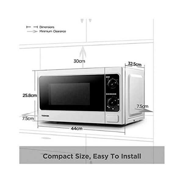 Toshiba 20 Liters Microwave Oven With Function Defrost 5 Power Setting 700W White Model ‎MWMM20P - Image 5