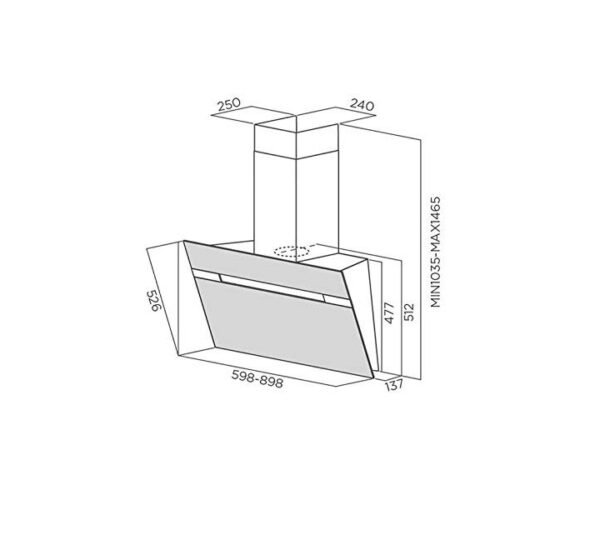 Baumatic 90Cm Designer Wall Mounted Hood Black Model BMECH9WVBL-3 - Image 2