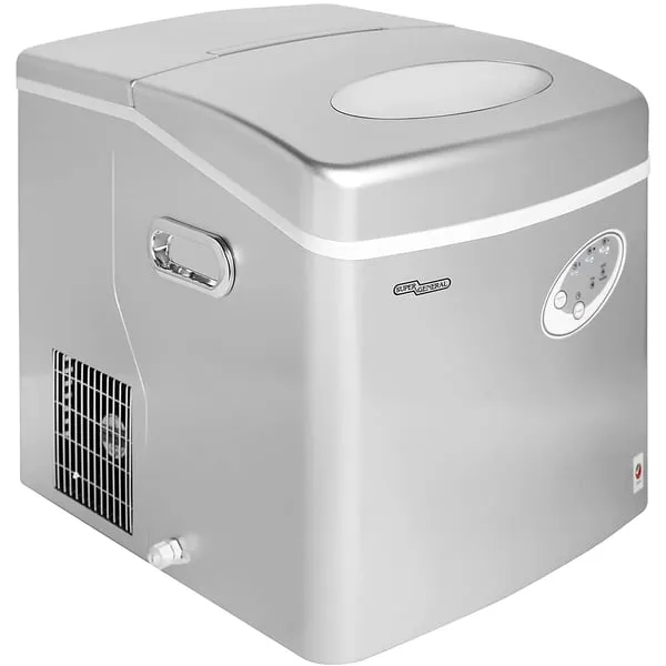 Super General 20 Kg Portable Ice-Machine with ice basket and shovel 3 different sizes Indicator light Silver Model SGIM022HSN