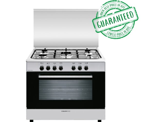 Glemgas Gas Cooker 90×60 Full Safety Heavy Duty With Fan Silver Model- SB9612RI-FSCD | 1 Year Full Warranty