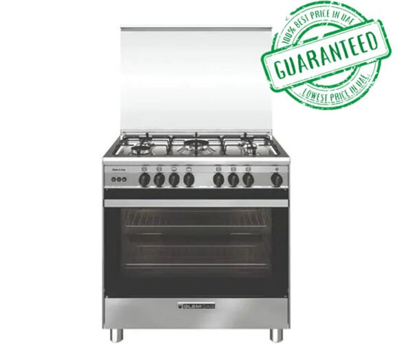 Glemgas 5 Burners Gas Cooker 90×60 Full Safety Heavy Duty With Fan Silver Model- SE9612GIFS | 1 Year Full Warranty