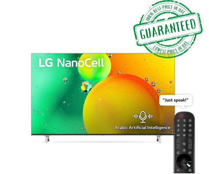 LG 55 Inch OLED 4K UHD Smart WebOS TV With ThinQ AI Active HDR (NANO77 Series) Black Model- 55NANO776EG | 1 Year Warranty