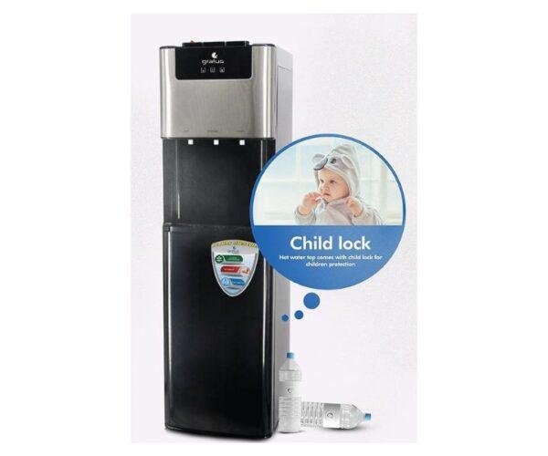 Gratus Free Standing Water Dispenser Top Loading Hot And Cold Black Model-GWDB413ACRCW | 1 Year Brand Warranty.