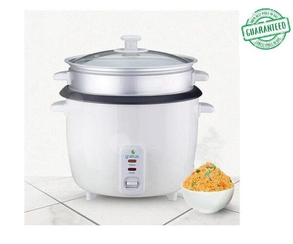 Gratus 1.5 Litres Electric Rice Cooker Color White Model-GRC15500GBC | 1 Year Brand Warranty.