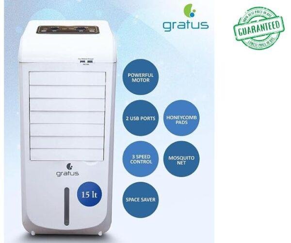 Gratus 15 Litres Water Cooler Baarid Series Color White Model-GADX9939 | 1 Year Brand Warranty.