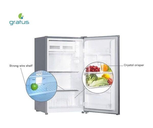 Gratus 111 Litres Refrigerator Single Door Indox Silver Model-GRFDD111HCX1 | 1 Years Full 5 Years Compressor Warranty.