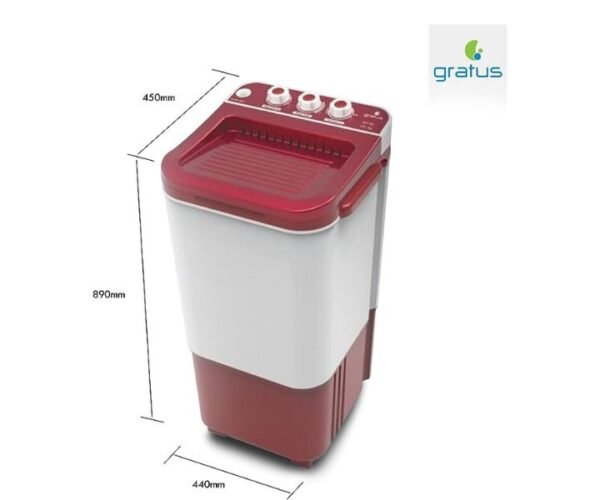 Gratus 7 Kg Washing Machine Single Tub Color Dark Maroon Model-GWST70-DM | 1 Year Brand Warranty.