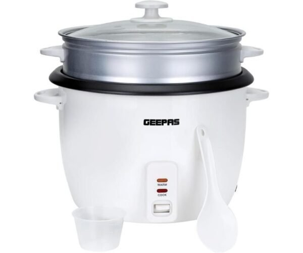 Geepas 0.6 Liter Electric Rice Cooker White Model GRC4324 | 1 Year Full Warranty