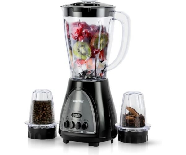 Geepas 1.5 Liters 3-in-1 Blender 400 W Black/Clear Model GSB44034 | 1 Year Full Warranty