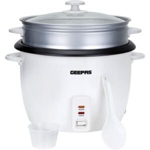 Geepas 2.8 L Automatic Rice Cooker 1000W White/Black Model GRC4327 | 1 Year Full Warranty
