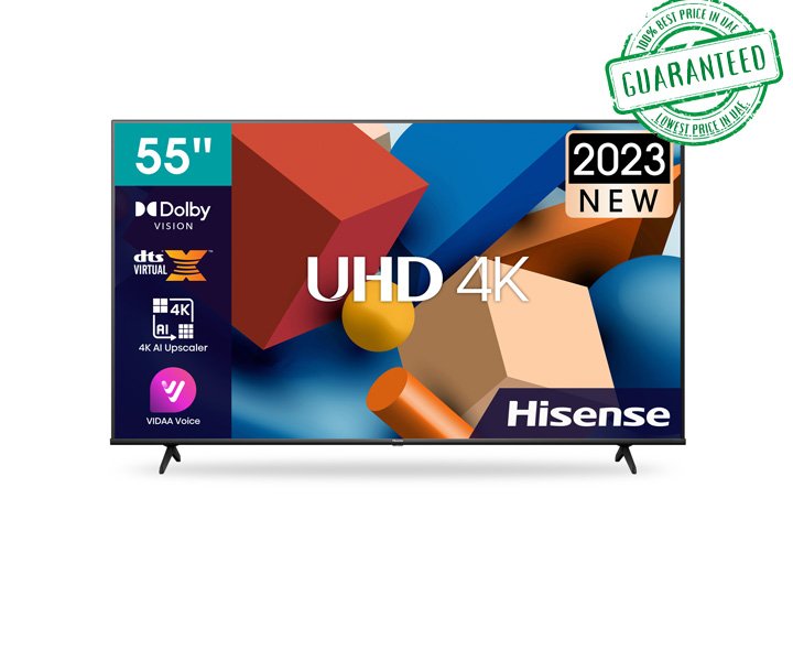 Hisense 55 Inch UHD 4K Smart TV VIDAA Dolby DTS HD Sound High Contrast Model 55A8K | 1 Year Warranty