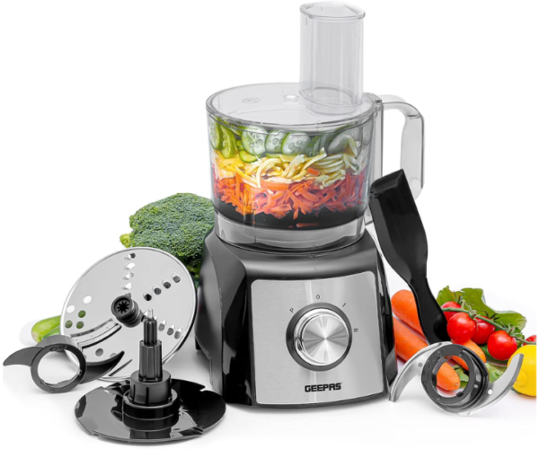 Geepas 1.5L 1200W Compact Food Processor Stainless Steel Black Model- gmc42015Uk | 1 Year Full Warranty