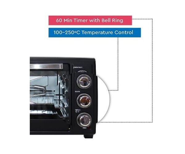 Nobel 35 Litres Electric Oven Heating Element Rotisserie With Timer Stainless Steel 1500 W Black Model-NEO36 | 1 Year Warranty. - Image 3