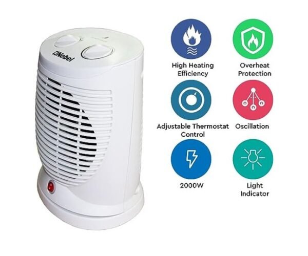 Nobel Fan Heater with Thermostat Control and Overheat Protection Oscilation Function 2000 W White Model-NFH200 | 1 Year Warranty. - Image 2