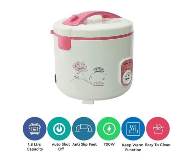 NOBEL 1.8 Litres Rice Cooker 700W Plastic Body White Model-NRC18 - Image 2