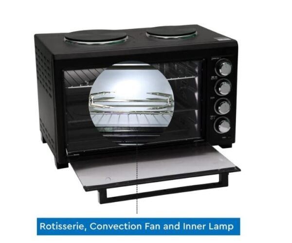 Nobel 45 Litres Electric Oven with 2 Hot Plate and 4 Knob Control  2000 W Black Model-NEO50HP | 1 Year Warranty. - Image 4
