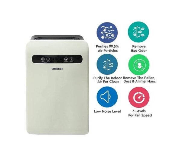 Nobel Air Purifier To Clean Area With 3 Filters 3 Speed LED Indicator White Model-NAP270 | 1 Year Warranty. - Image 2