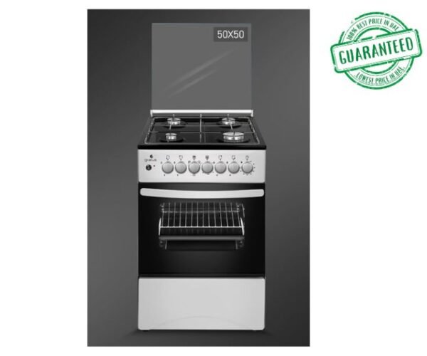 Gratus 4 Burner Gas Cooker With Gas Grill Euro Pool Type Burners Size (50 x 50) cm White/Black Model-GGR54FRTE |1 Year Brand Warranty.