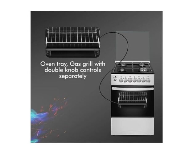 Gratus 4 Burner Gas Cooker With Gas Grill Euro Pool Type Burners Size (50 x 50) cm White/Black Model-GGR54FRTE |1 Year Brand Warranty.