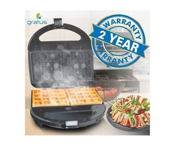 Gratus 3 in 1 Sandwich Maker With Grill and Waffle Maker Color Black Model-GSM750UC | 2 Years Brand Warranty.