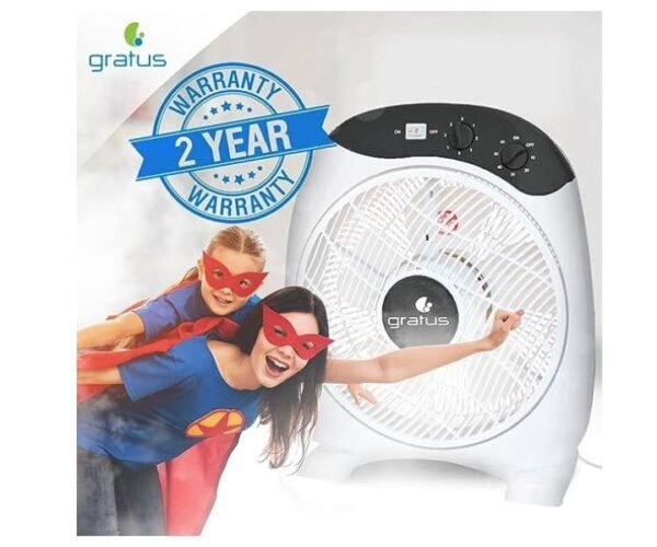 Gratus 12 Inchs Electric Box Fan Color White Model-GRBF-12F-TBM | 2 Years Brand Warranty.