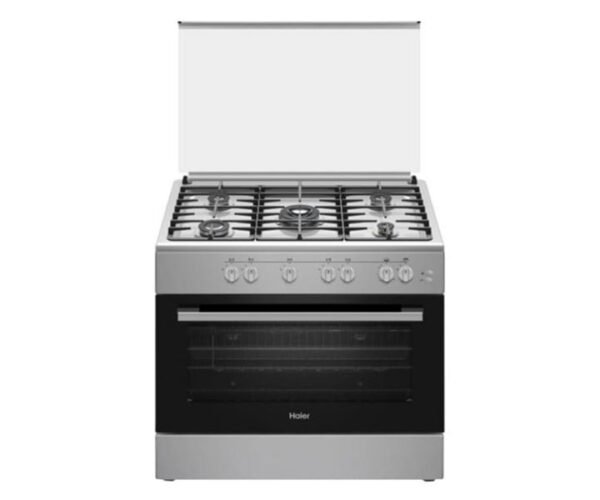 Haier 90 cm 5 Burners Free Standing Gas Cooker With Fan Silver Model-HCR9060GT1