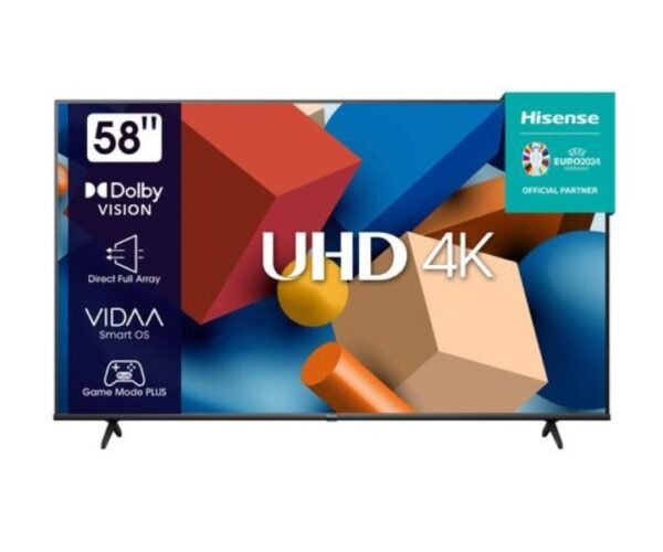 Hisense 58 Inch UHD 4K Smart TV VIDAA Dolby DTS HD Sound High Contrast (New 2023-24) Model 58A6K