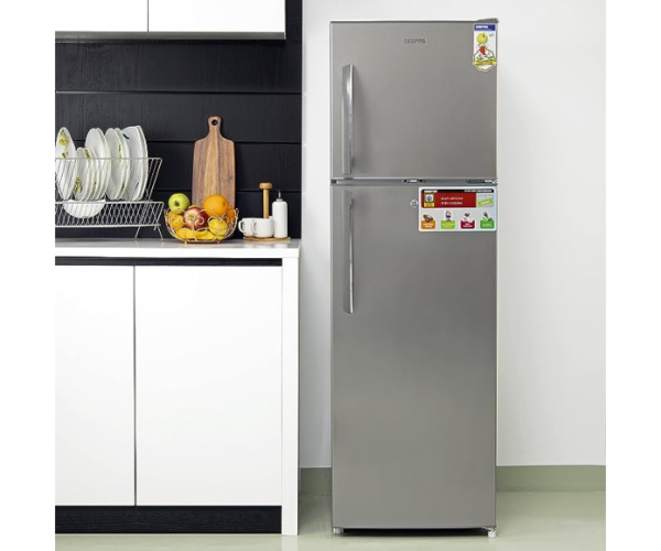 Geepas 320L Free Standing Double Door Refrigerator Model- GRF3207SSXXN | 1 Year Full 5 Years Compressor Warranty