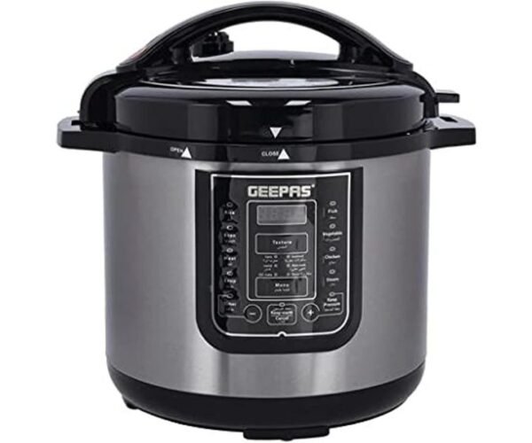 Geepas 12.0 L Digital Multi Cooker 1600 W Silver/Black Model GMC35030 | 1 Year Full Warranty