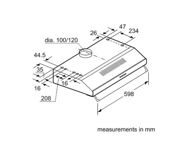 Siemens 60cm Conventional Chimney Hood Silver Model LU16150GB | 1 Year Full Warranty - Image 2