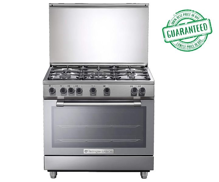 Tecnogas Superiore 90*60 cm Gas Cooker Oven With Convection Fan Silver Model-TG-N3X96G5VCF | 1 Year Brand Warranty.