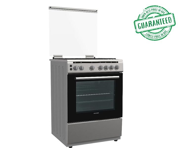 Daewoo Gas Cooker 60 * 60cm With Gas Oven Silver Model-DW-DGC-S664HF | 1 Year Brand Warranty.