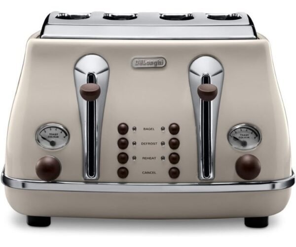 DeLonghi Icona Vintage 4 Slot Toaster Beige Model CTOV4003BG