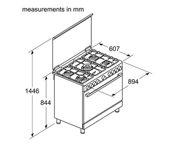 Bosch Freestanding Gas Cooker 90 x 60 cm 5 Burners Black Model HGW3ASQ50M | 1 Year Brand Warranty. - Image 4