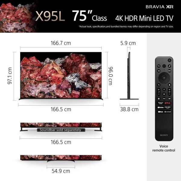 Sony 75 Inch LED 4K UHD Smart Google TV (X95L Series) Black Model XR-75X95L - Image 6