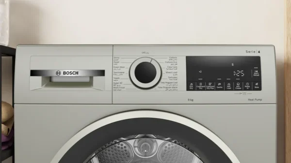 Bosch 9 kg Front Load Tumble Dryer Auto Dry, LCD, Push-button Series 4 heat pump Silver inox Model WQG2410XGC | 1 Year Full Warranty - Image 2