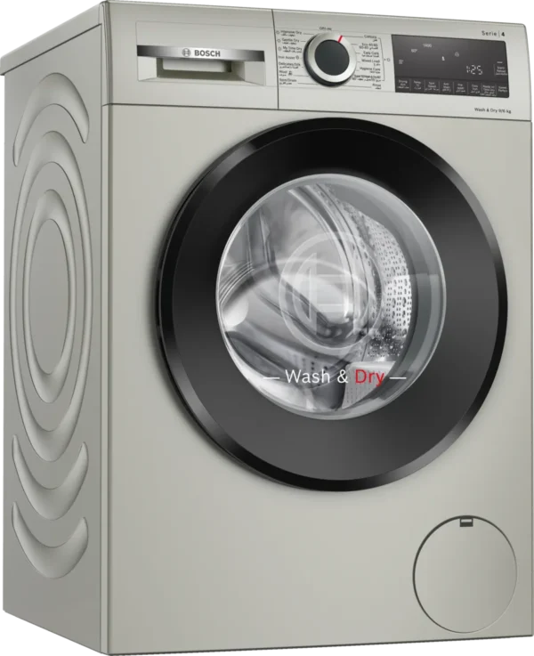 Bosch 9kg Series 4 Washer Dryer LCD Push-Button Anti-Vibration Side Panels Silver Inox Model WNA244XSGC | 1 Year Full Warranty - Image 2