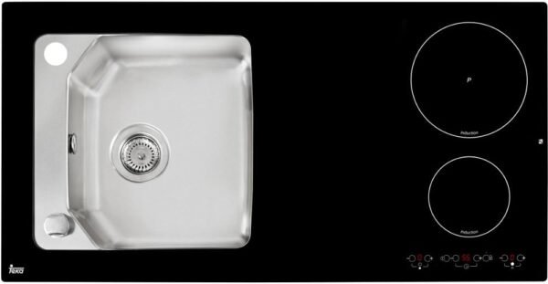 TEKA Inset Glass Sink with one bowl and two induction hobs Right Hand Stainless Steel Model COMPACTLUX1B1D2I | 1 Year Warranty - Image 2