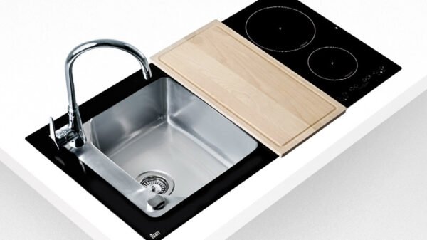 TEKA Inset Glass Sink with one bowl and two induction hobs Left Hand Stainless Steel Model COMPACTLUX1B1D2I. | 1 Year Warranty - Image 2