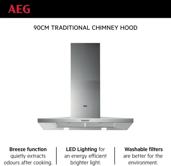 AEG 60Cm 2 Metal Filters Chimney Hood Silver Model DK9360M - Image 2