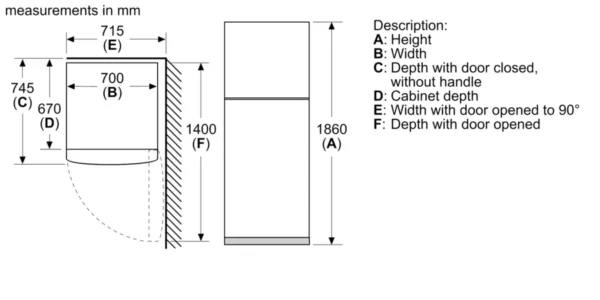 Bosch 485L Series 4 Free Standing Refrigerator With Freezer Model KDN55NL20M | 1 Year Full 5 Years Compressor Warranty - Image 5