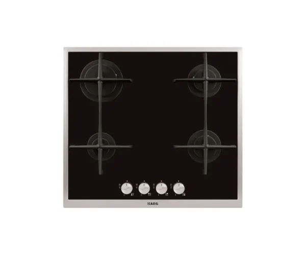 AEG 58Cm 4 Burners Gas On Glass Hob With Stainless Steel Frame Model HG694340XB