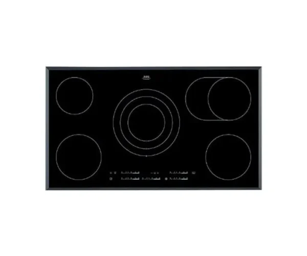 AEG 90Cm Electric Hob Ceramic 5 Cooking Zones Built In Black Model HK955070FB