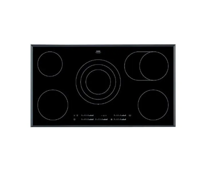 AEG 90Cm 5 Cooking Zones Built In Ceramic Electric Hob Black Model HK955070FB