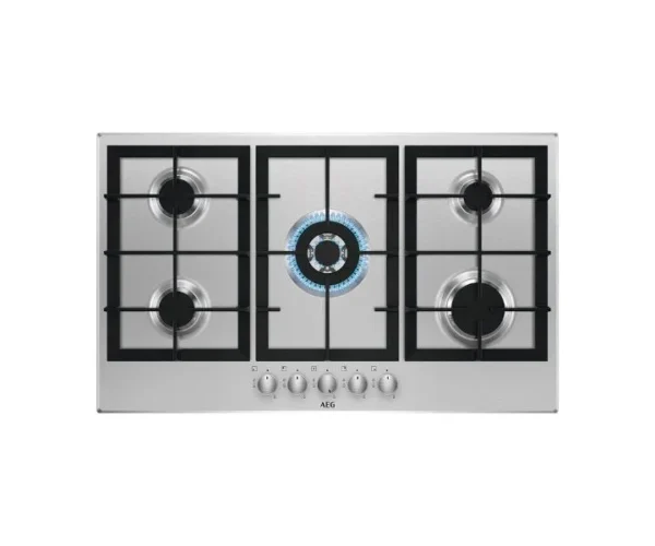 AEG 90Cm Gas Hob 5 Burners Built In Stainless Steel Model HGB95320SM