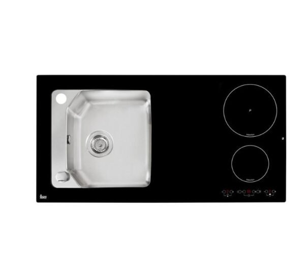 TEKA Inset Glass Sink with one bowl and two induction hobs Right Hand Stainless Steel Model COMPACTLUX1B1D2I | 1 Year Warranty