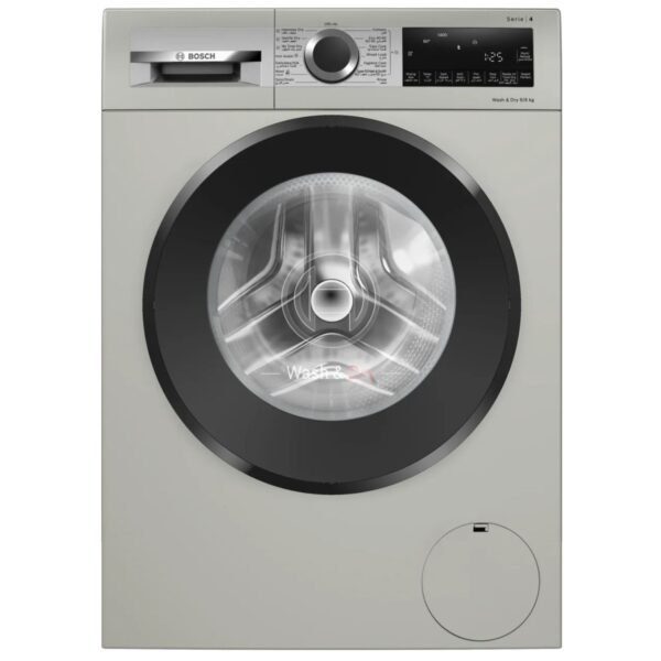 Bosch 9kg Series 4 Washer Dryer LCD Push-Button Anti-Vibration Side Panels Silver Inox Model WNA244XSGC | 1 Year Full Warranty