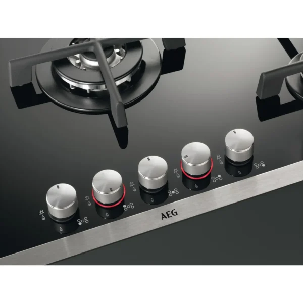 AEG 58Cm 4 Burners Gas On Glass Hob With Stainless Steel Frame Model HG694340XB - Image 2