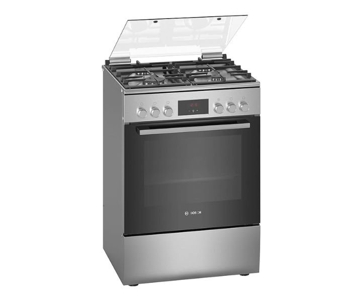 Bosch Free Standing Cooker Top Gas Electric Oven 60 cm Silver/Black Model-HXQ38AE50M | 1 Year Brand Warranty.