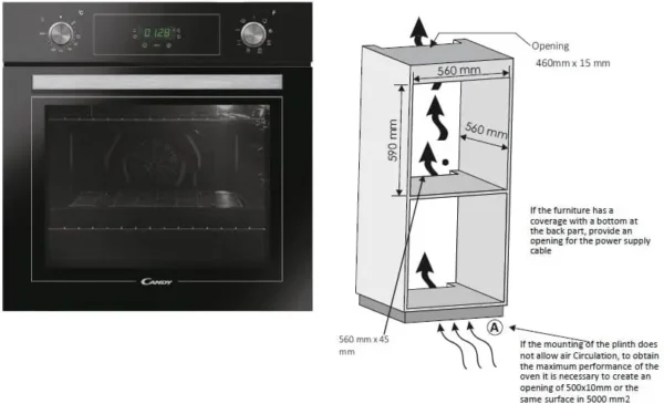 Candy 70 Liter Built In Electric Oven 60 Cm Black Model-FCT625NXL/E-KS - Image 2